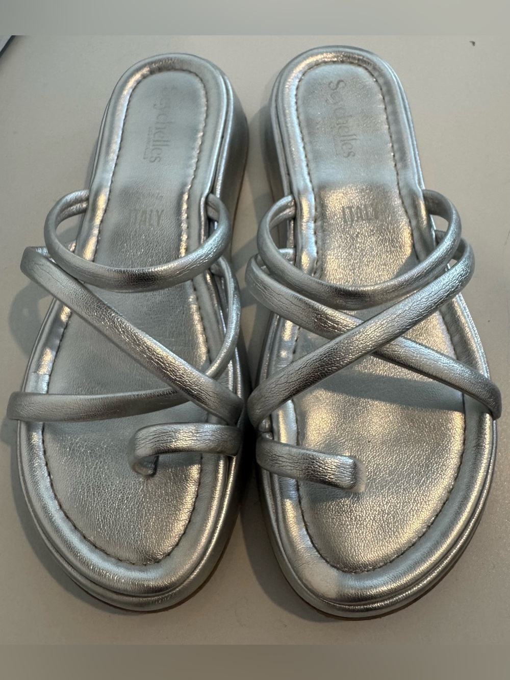 Seychelles Silver Platform Sandals size 7.5